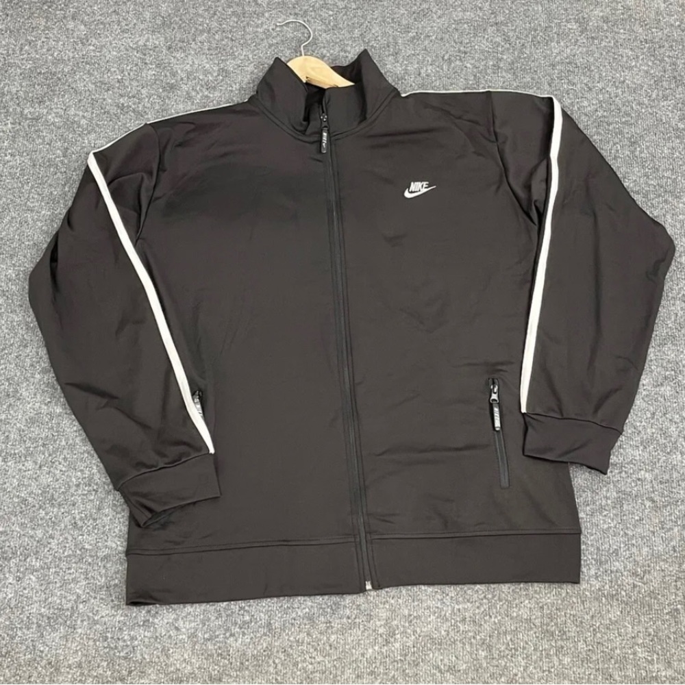 Nike Sweater Mens Large Black Sweatshirt Full Zip Pullover Pockets N111
